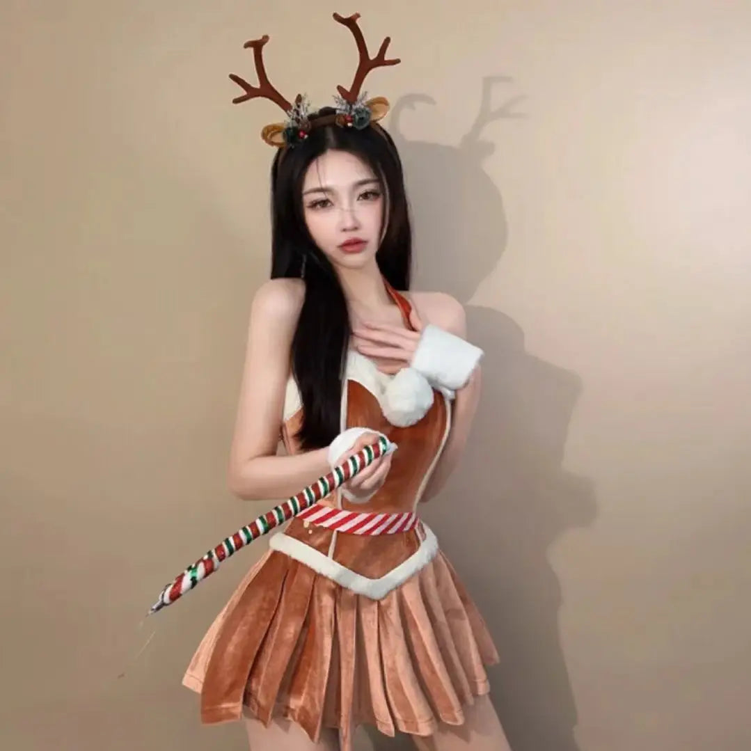 Christmas Cosplay Costume Sexy Reindeer Rudolph Xmas Party Performance Photoshooting Tempting Uniform Hot Seductive Pure Desire