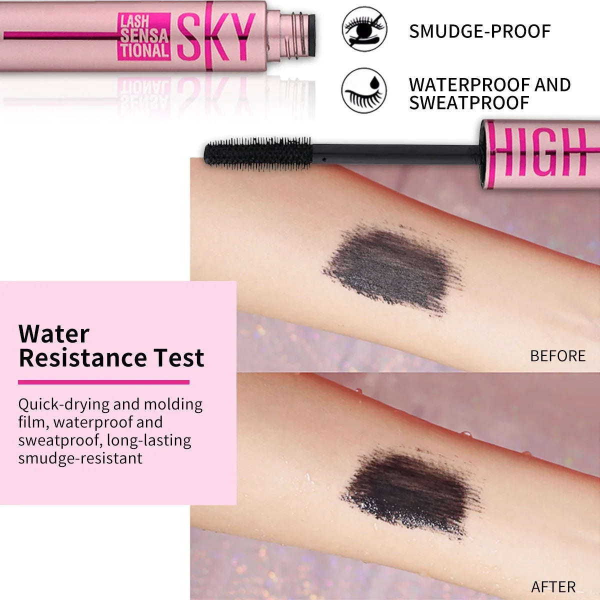Eyelashes Lengthening 4D Mascara - Lengthening, Thickening, Waterproof, Sweat-Resistant, Silky Lash,Non-Smudging, Easy to Remove
