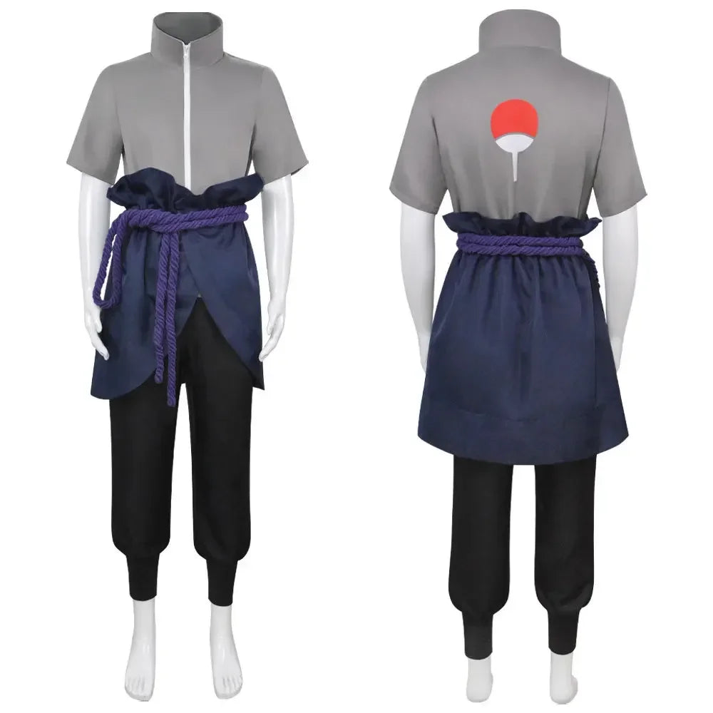 Anime Hokage Uchiha Sasuke Cosplay Costumes Shippuden Sasuke Third Generation Suit Halloween Costume Gray Tops Suit Wig Clothes