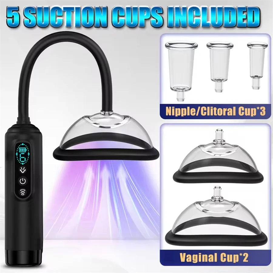 Pussy Pump Vibrator BDSM Electric Vacuum Sucking Vagina Sex Pump 6 Suction Clit Nipple Sucker Vibrator Sex Toy For Women