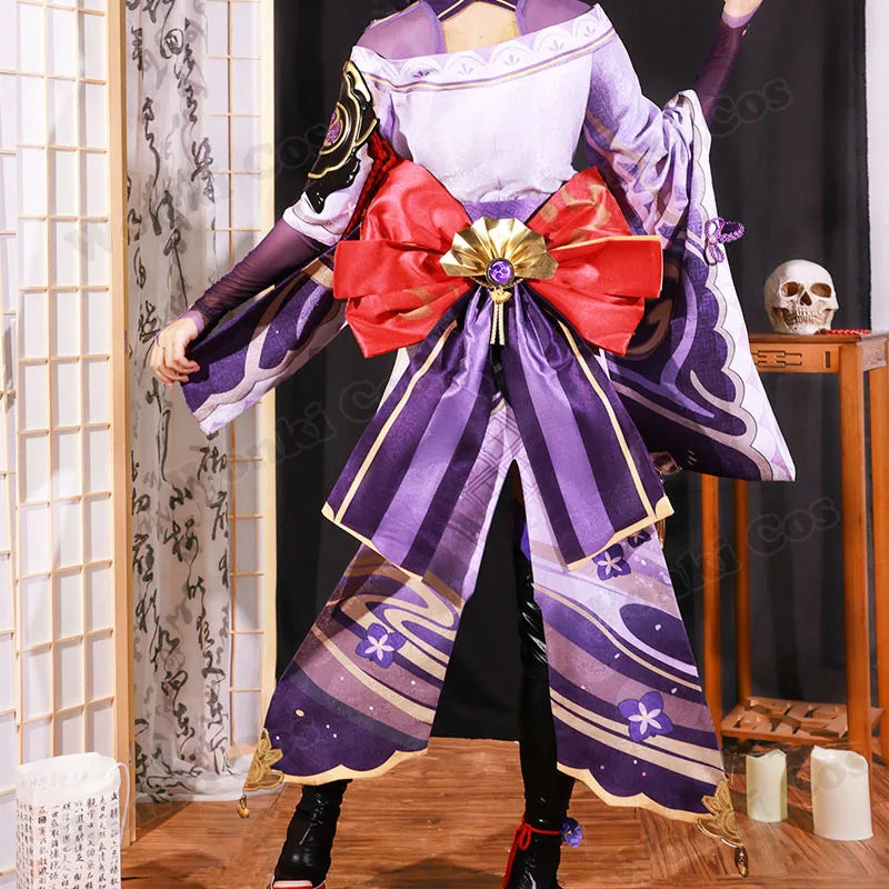 High Quality Raiden Shogun Cosplay Costume Wig Hair Game Impact Raiden Shougun Costumes Wig Set for Women Party Outfits