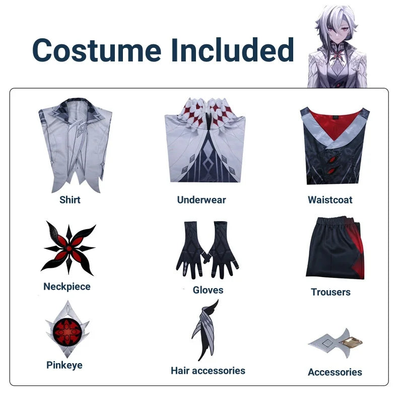 Arlecchino The Knave Cosplay Costume Genshin Impact  Fatui Harbinger Wig Set Servant Snezhnaya Halloween Costumes For Women