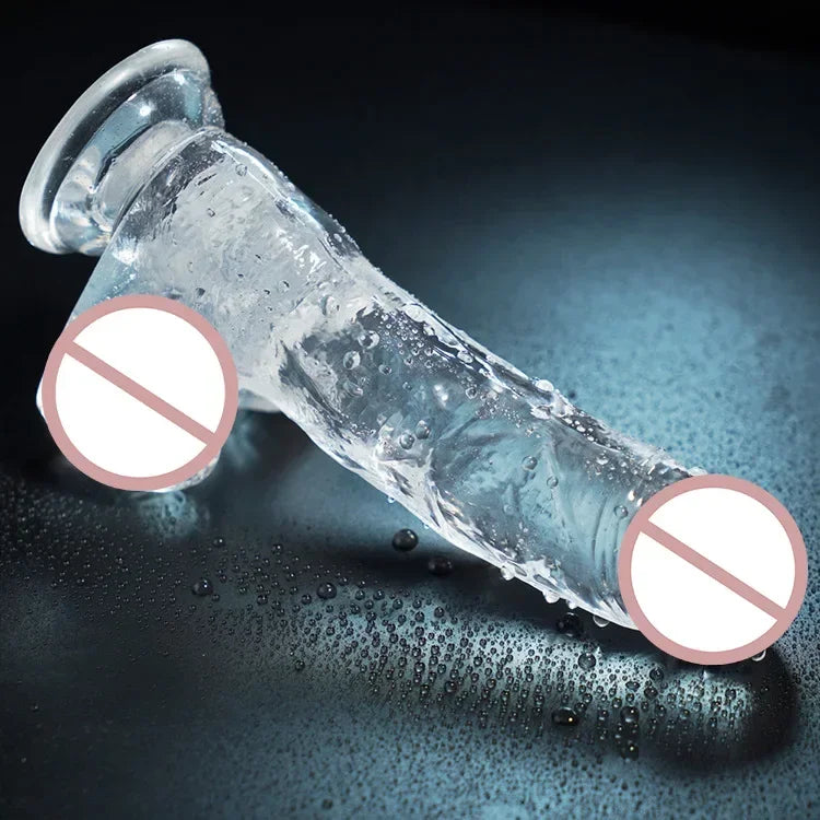 Realistic Transparent Jelly Dildos G-Spot Masturbation Sex Toy for Women Masturbator Vagina Wiht Strong Cup Ddildo Penis Adult18