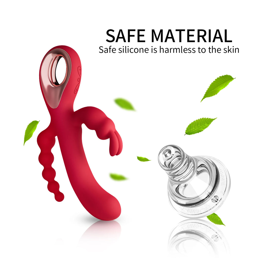 3 In 1 Dildo Rabbit Vibrator for Women G-Spot Orgasm Masturbator Anal Plug Clitoris Stimulator Female Masturbation Sex Toys 18