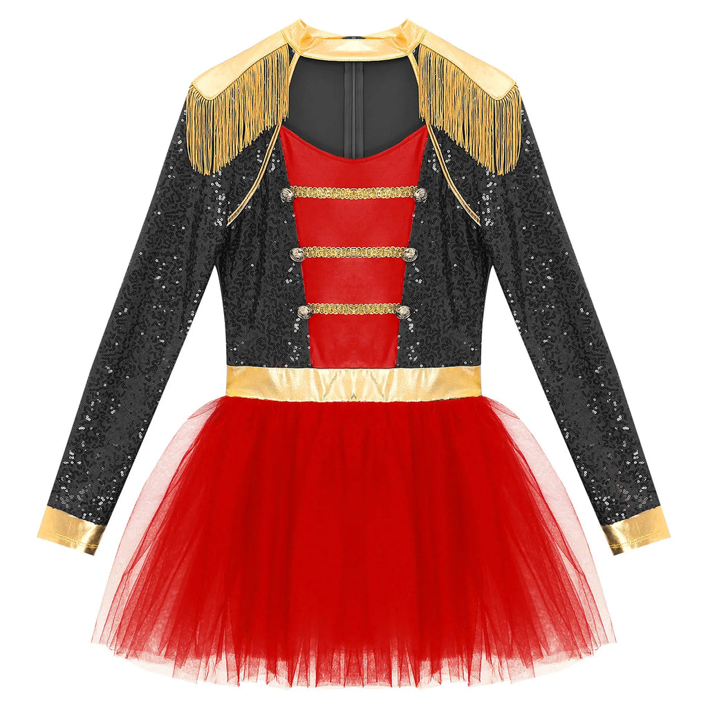 Womens Circus Ringmaster Halloween Cosplay Costume Glitter Lion Tamer Director Uniform Circus Majorette Carnival Clown Clothings