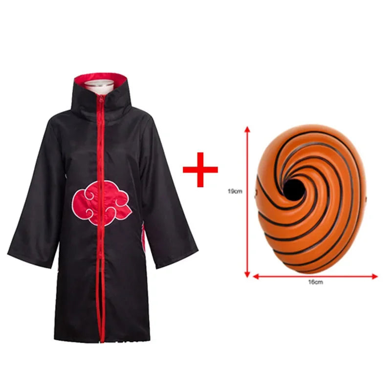Akatsuki Tobi Obito Cosplay Costume Akatsuki Long Sleeve Cloak Halloween Carnival Funny Adult Cosplay Costume