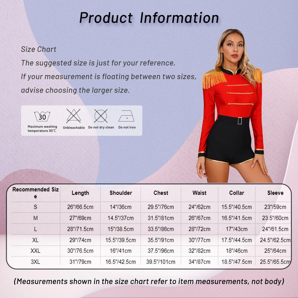 Womens Circus Ringmaster Halloween Cosplay Costume Glitter Lion Tamer Director Uniform Circus Majorette Carnival Clown Clothings