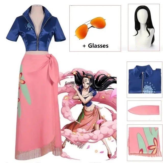 Nico Robin Cosplay Costume Dress Outfits Anime Cosplay Costume Glasses Wig Suit Costumes For Girl Halloween Carnival Party Suit
