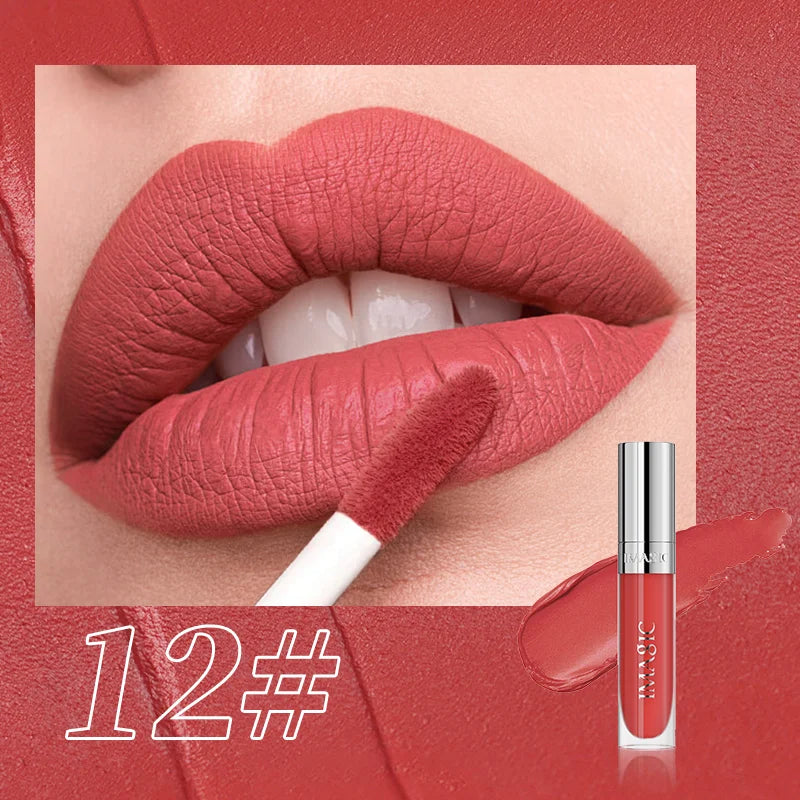 IMAGIC Natural Matte Lipgloss Stainless Steel Cup Waterproof Long-Lasting Lip Makeup Beauty 8ml NO.LP-221