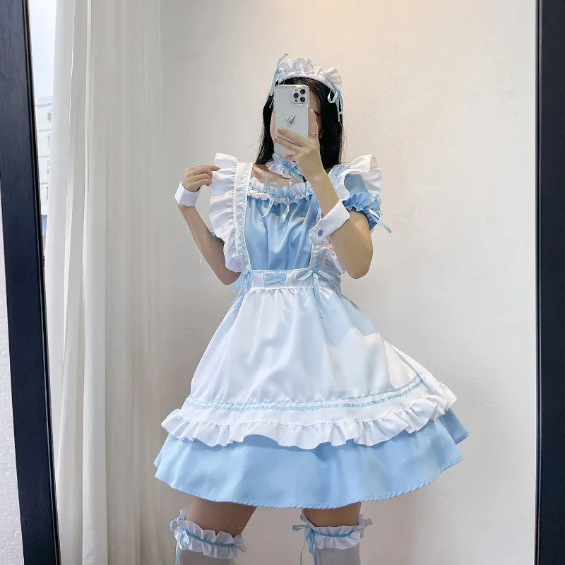 Black Pink Lolita Maid Costumes Cute Girls Women Lovely Maid Cosplay Costume Animation Show Japanese Outfit Dress Clothes S-5XL