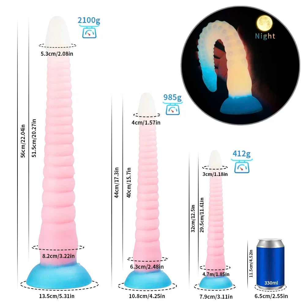 New Huge Luminous Octopus Tentacle Dildo Soft Silicone Monster Animal Penis Big Dick Anal Plug Vaginal Anus Masturbation G Spot