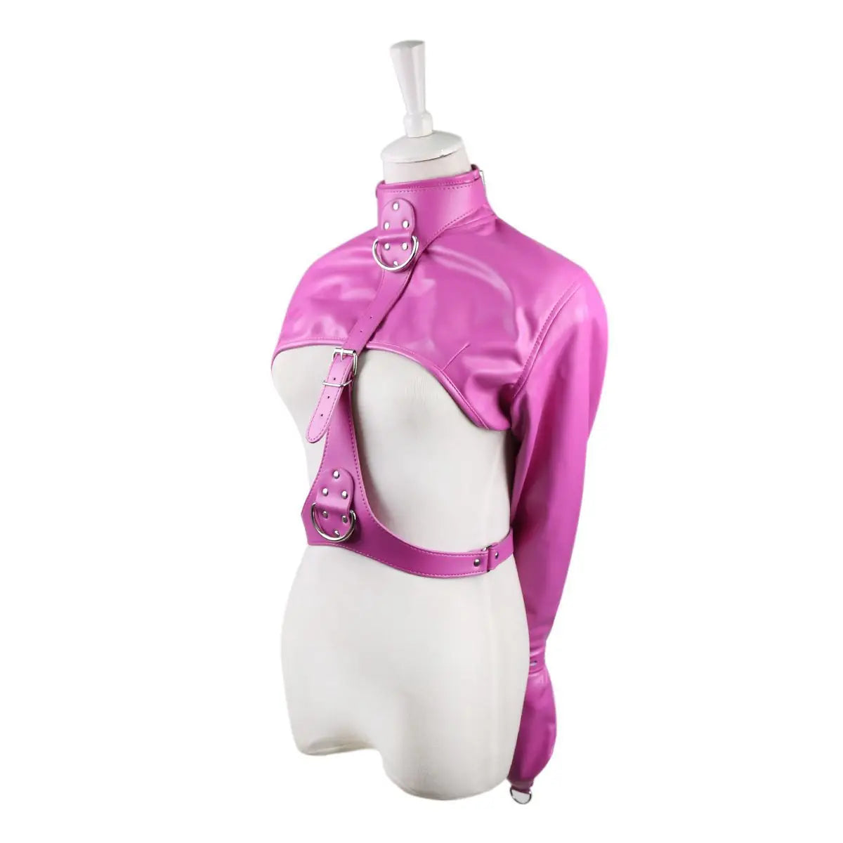 Women Jacket Halloween Costume Restraint Straight Sexy Open Breast Cupless Leather Bondage Strait Jacket Tops for Female 2024