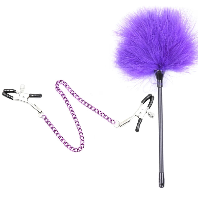Erotic Bdsm Set Sexy Nipple Clip Stimulator Bondage Kit Clitoris Clamps Feather Blindfold Flirt Adult Games Exotic Accessories