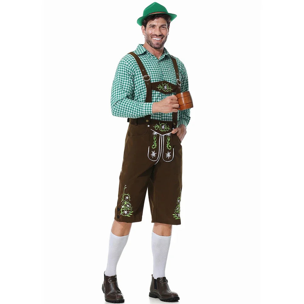Men Oktoberfest Costume German Oktoberfest Pubs Bartender Outfit Beer Man Costumes  Lederhosen Bavarian Octoberfest
