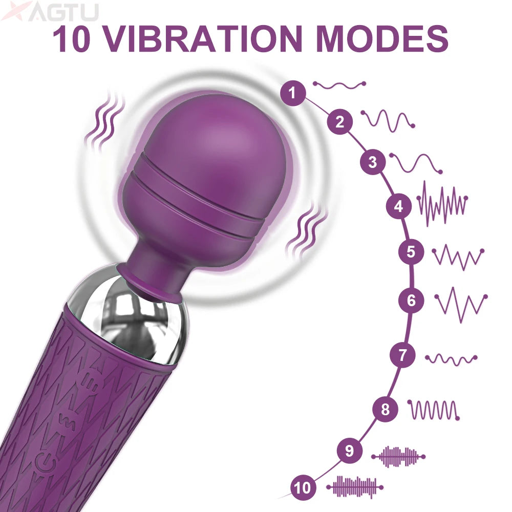 Powerful Clitoris Dildo Vibrator Erotic Sex Toys for Women 20 Patterns Vibration Magic Wand G-spot Massager Female Masturbator