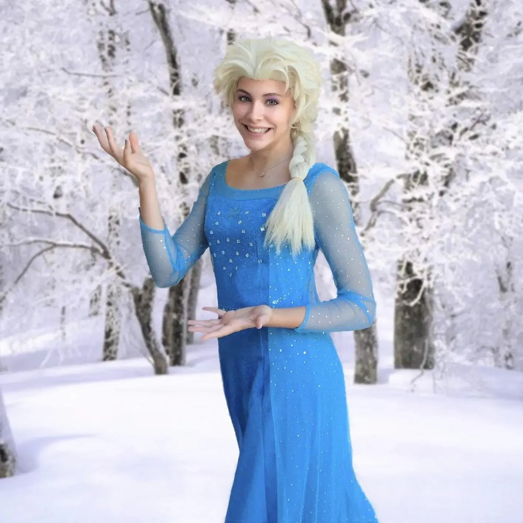 Frozen Elsa Princess Long Dress Sequin Mesh Elsa Costume Adult Snow Queen Costume Party Dress Halloween Carnival Cosplay Costume
