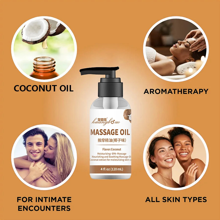 Coconut Massage Oil for Couples Relaxing Full Body Massage Oil for Date Night Massage Therapy Smooth Gliding Formula Valentines