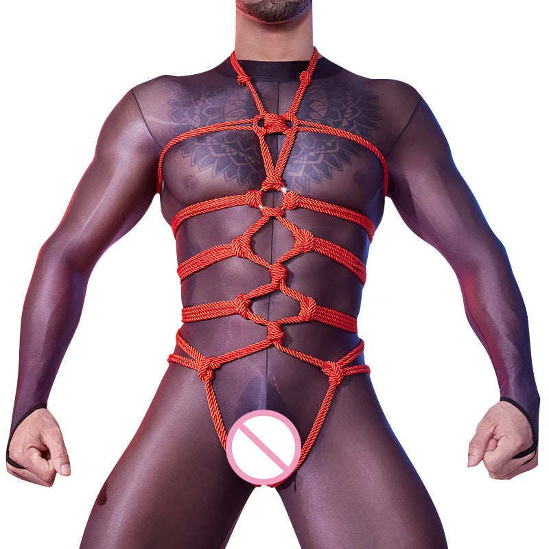 Erotic Men BDSM Rope Clothing Accessorie Sissy Belt Fetish Gay Adjustable Binding Rope Slave Cosplay Binder Restraint Tie Up