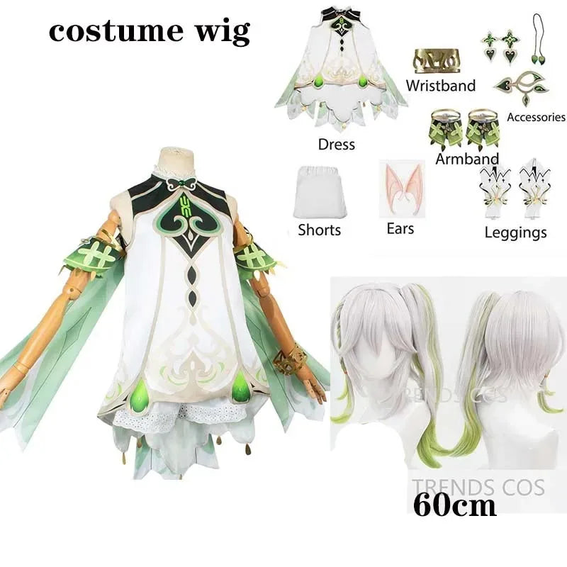 Nahida Cosplay Costume Lesser Lord Kusanali Full Set Dress Ears Wig Nahida outfits for Comic Con