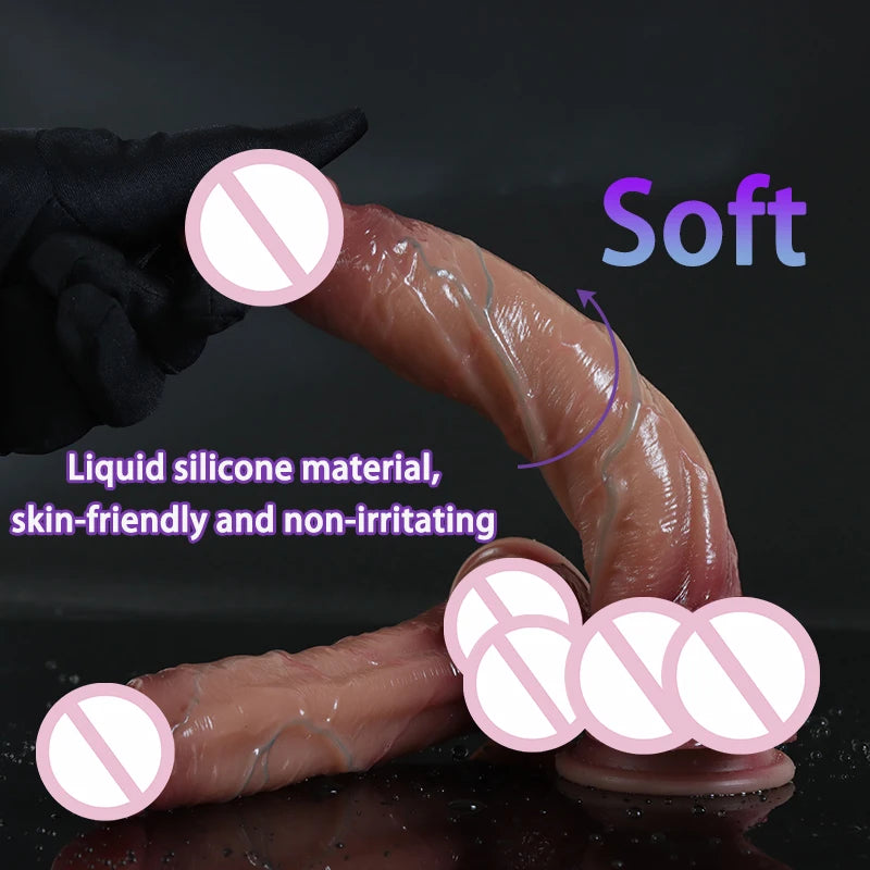 Realistic Silicone Big Dildos Fake Long Dick Penis Soft Double Layer Butt Plug Adult Sex Toys For Woman Men Vagina Anal Massage