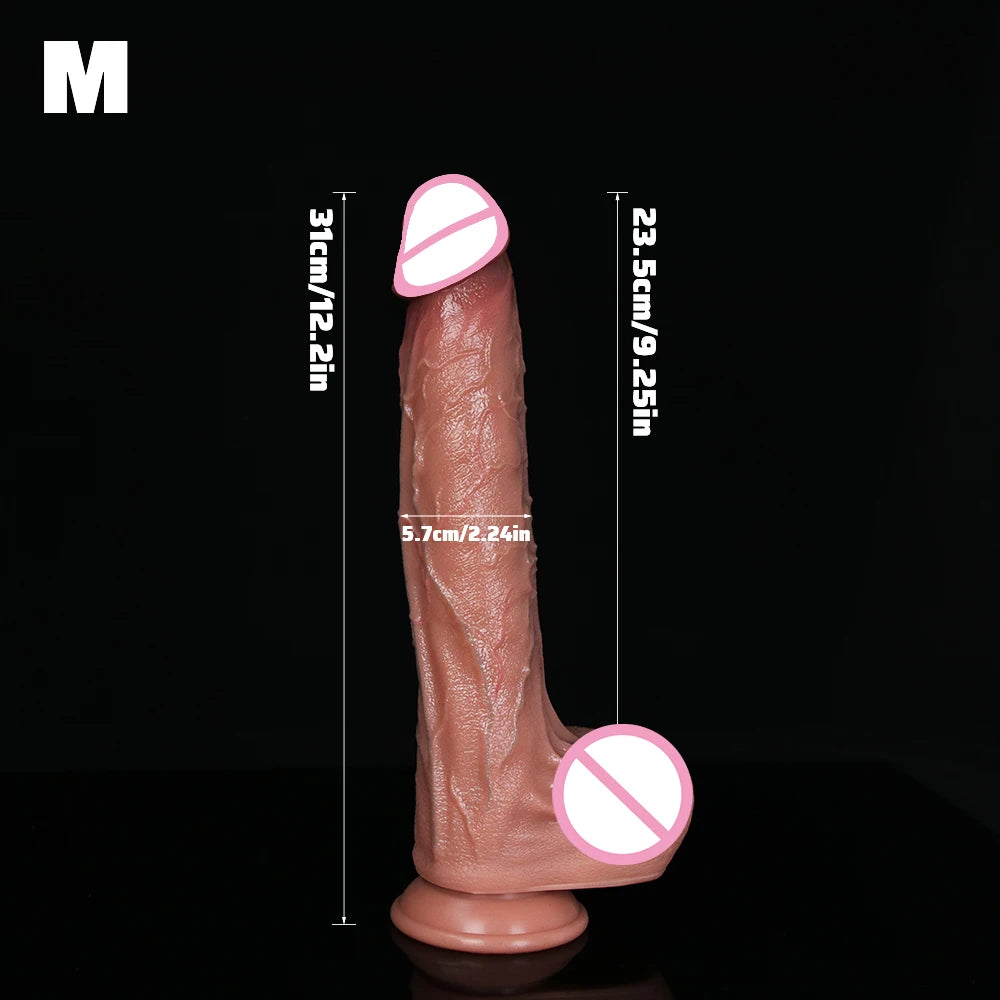 Realistic Long Dildo Brown Anal Plug with Suction Cup Big Penis Butt Plug Long Dick Sex Toys for Women Men Phallus Anal Dilator