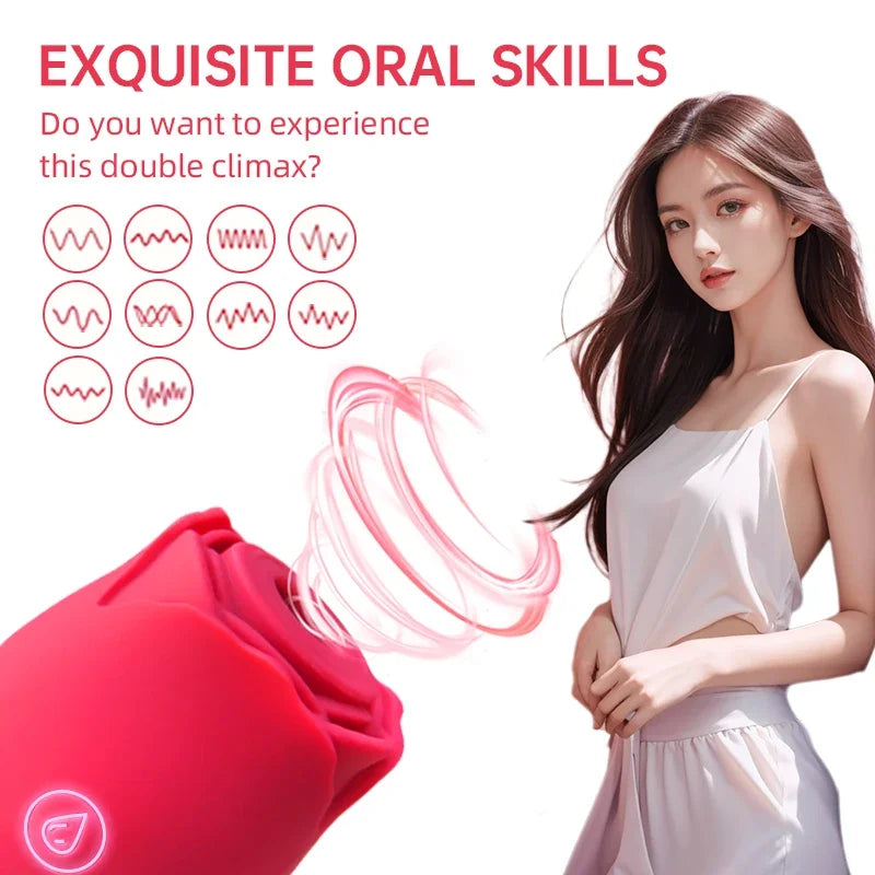 Rose Toy for Women Vibrator Vagina Intimate Nipple Sucker Oral Licking Clitoris Stimulation Powerful Sex Toys for Female