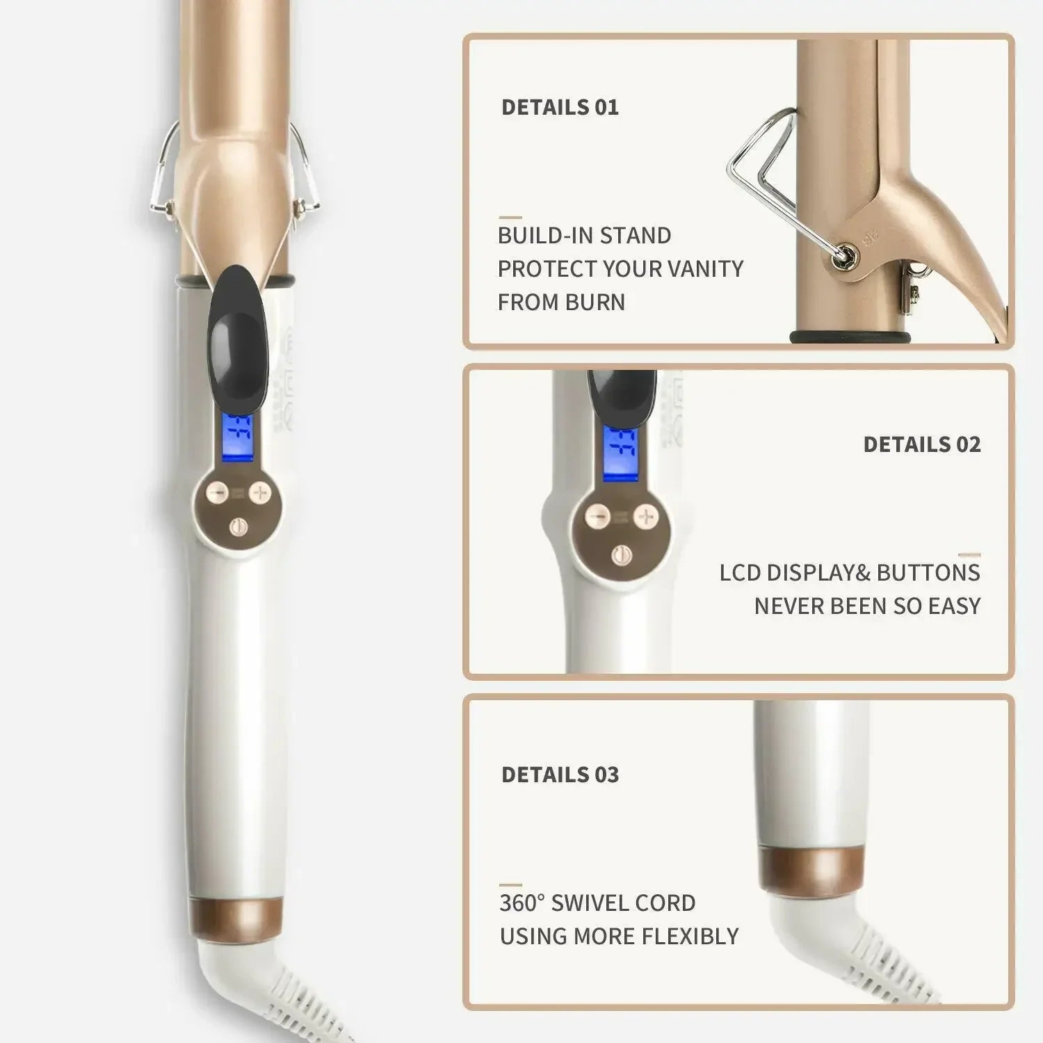 2025 New Electric Hair Curler with LCD Screen Digital Curling Iron Hair Curlers Irons 19-38mm Professional Curling Iron Curler