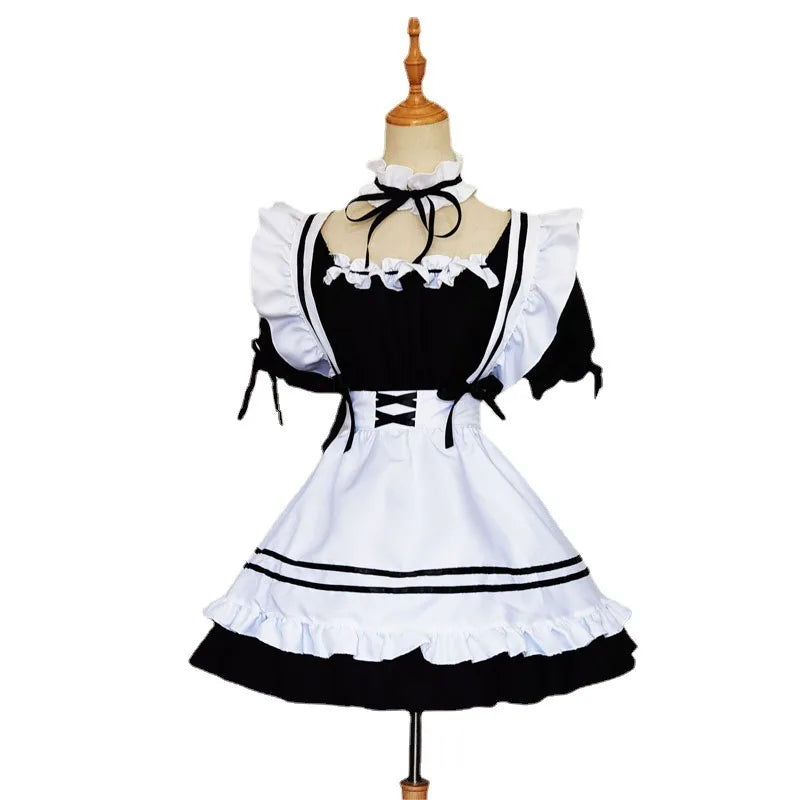 Black Pink Lolita Maid Costumes Cute Girls Women Lovely Maid Cosplay Costume Animation Show Japanese Outfit Dress Clothes S-5XL