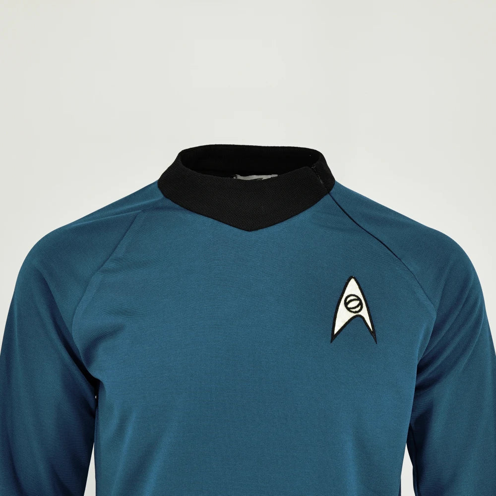 Cosplay TOS Captain Kirk Gold Shirts Spock Blue Uniforms Red Starfleet Tops for Men's Coat Halloween Party Prop