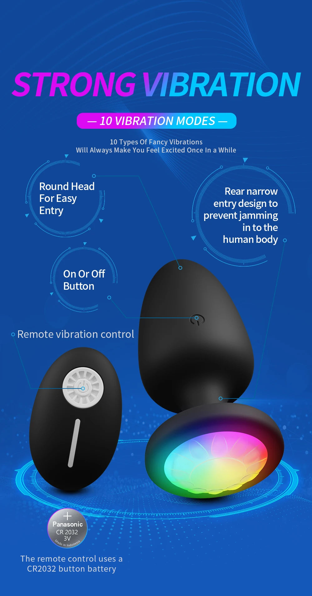 LED Colorful Light Butt Plug for Women Men Anal Plug Vibrator Prostate Massager Adults Sex Toys Wireless Remote Control Buttplug