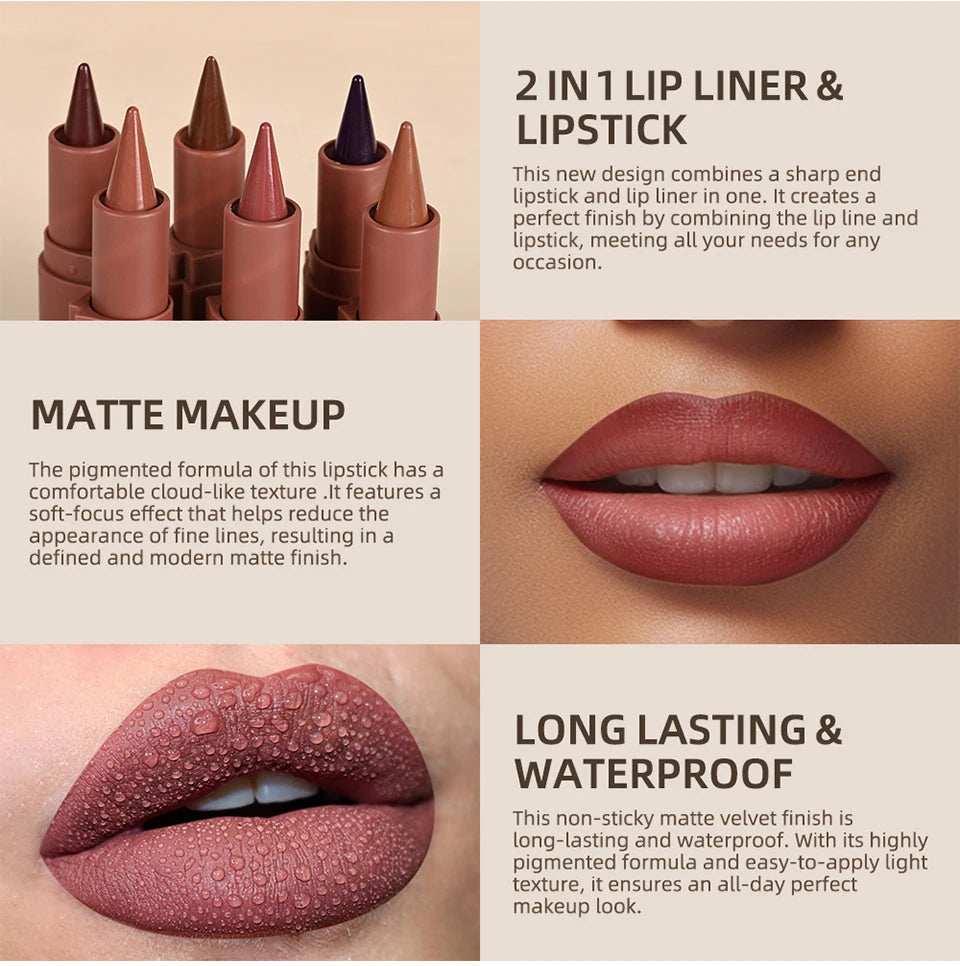 3D Lip Gloss & Lip Liner Set Hydrating Formula Define Lips Precision Application Versatile Makeup Styles Natural Finish Cosmetic