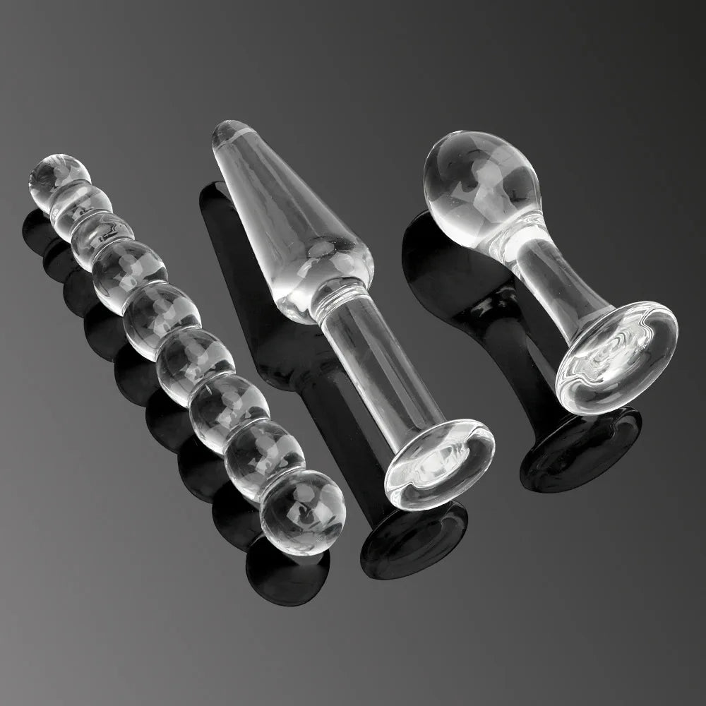 Glass Anal Beads Butt Plug Female Masturbator Sex Toys Adult for Women Men Anus Dilator Prostate Massager Hard Dildos