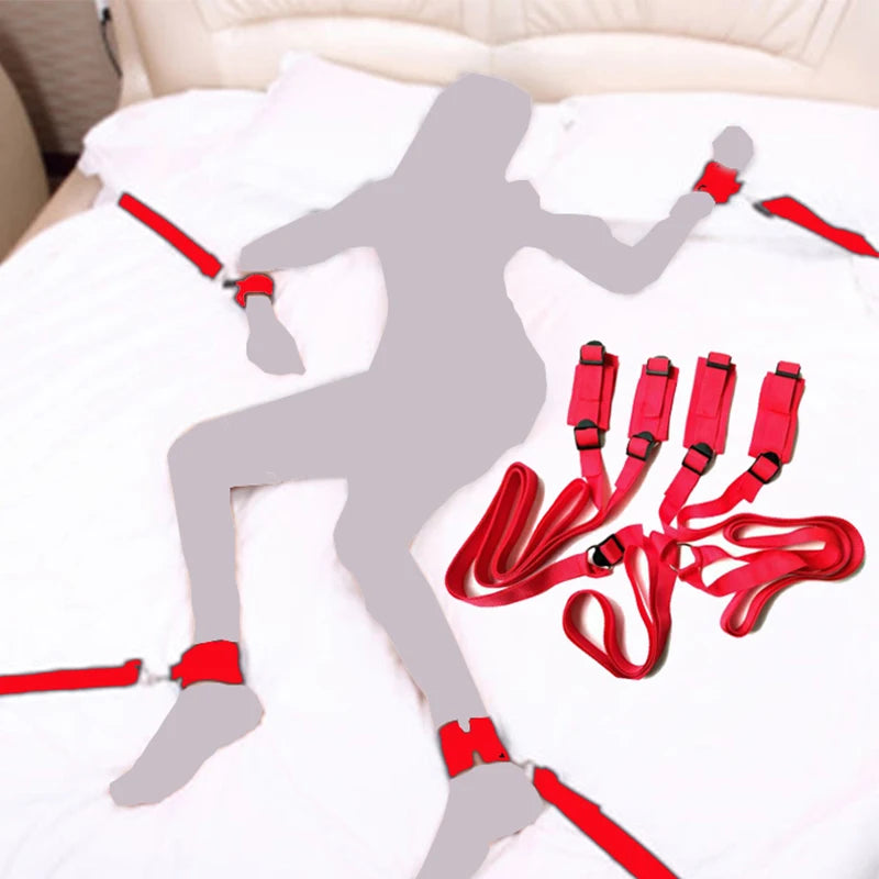 Adult Sex Toys For Woman Couples Handcuffs Bdsm Bondage Set Under Bed Restraints Rope Strap Adult Game Goods SM Porn Accessories