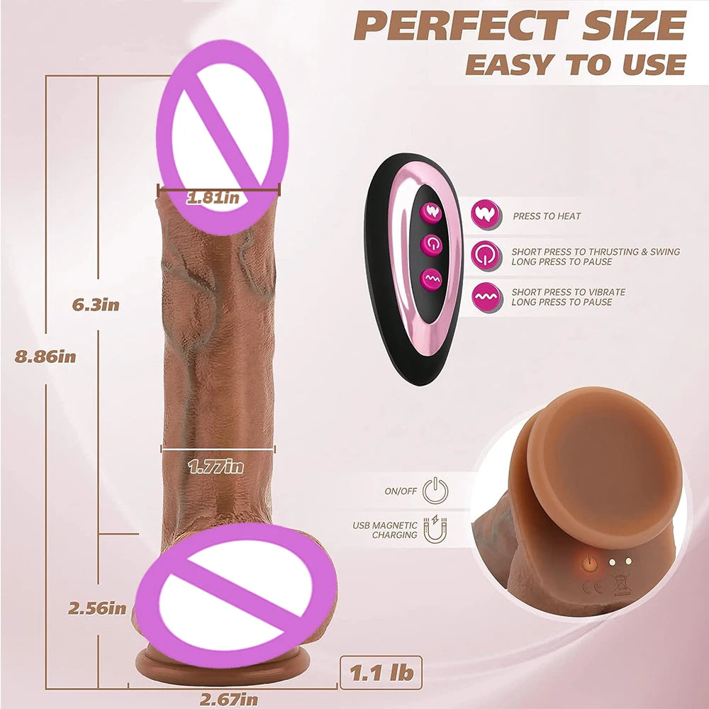 8.86 inch Realistic Dildo Vibrators Adult Sex Toys for Women with Thrusting Swing Vibration G Spot Clitoral Anal Stimulation