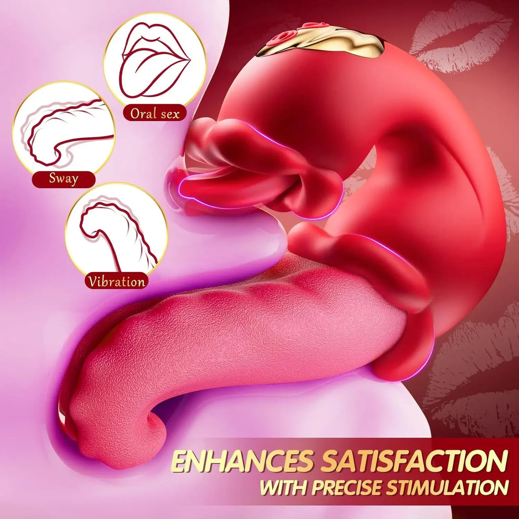 Big Tongue Swing Thrusting Dildo Vibrator Clitoris Nipple G-Spot Stimulator Vagina Anal Masturbator Sex Toy for Women Couples