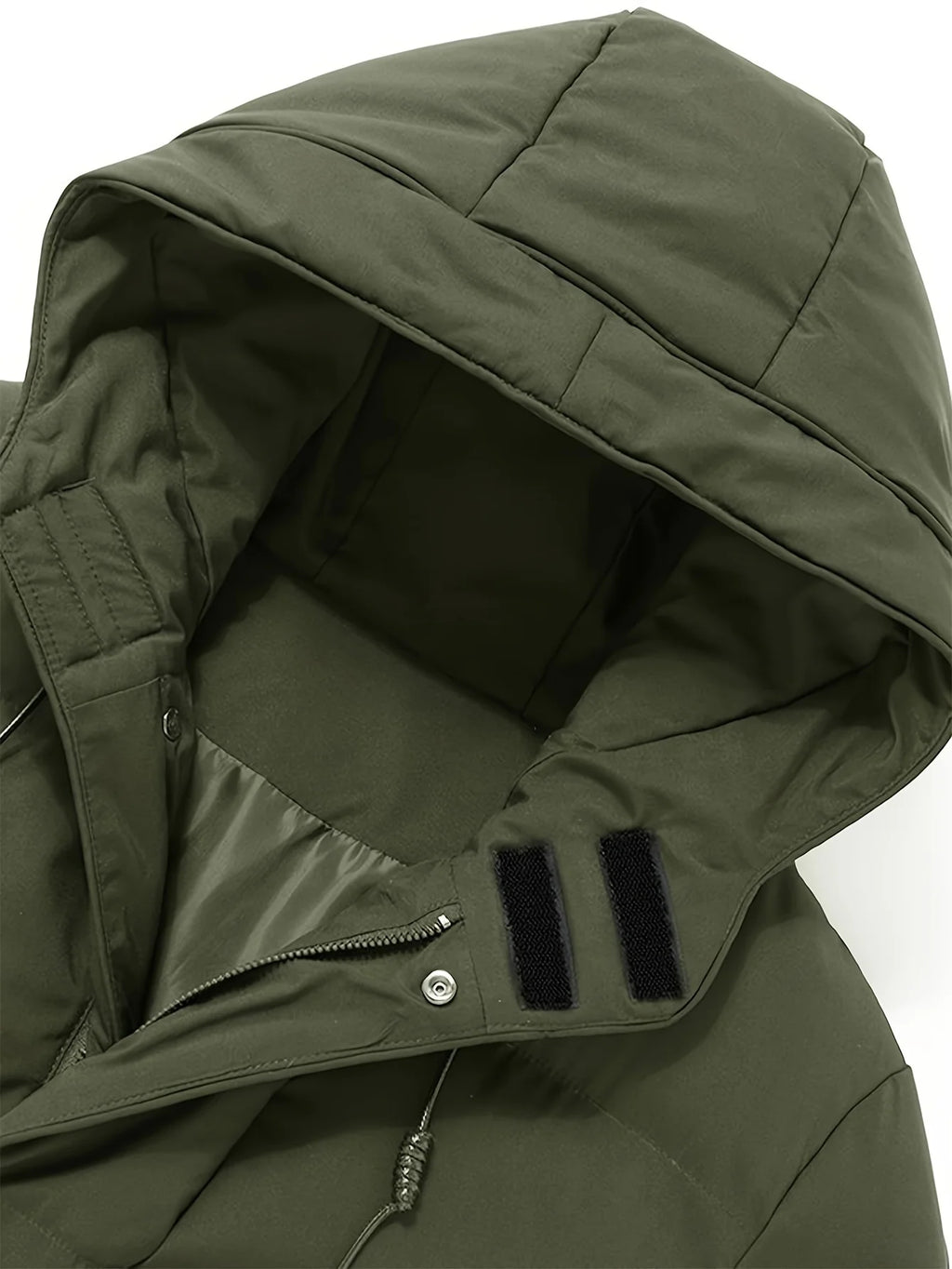 Men's Winter Hooded Full-Zip -Padded Jacket - Windproof Coat with Full-Length Zipper- Cold Weather Outdoor Clothing for Skiing