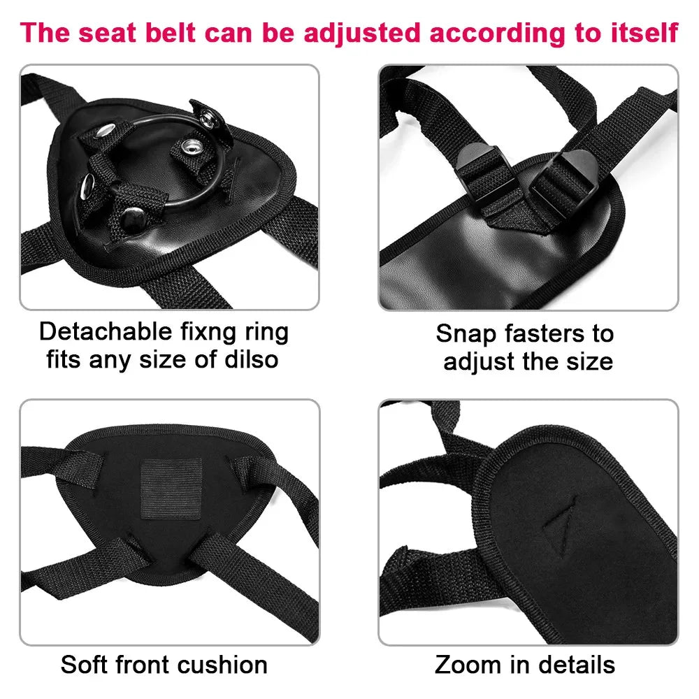 Lesbian Strap on Erotic Panties Aldult Bondage Gear Women's Wearable Briefs Anal Vaginal Masturbators Sex Toy T-back Fixed Dildo