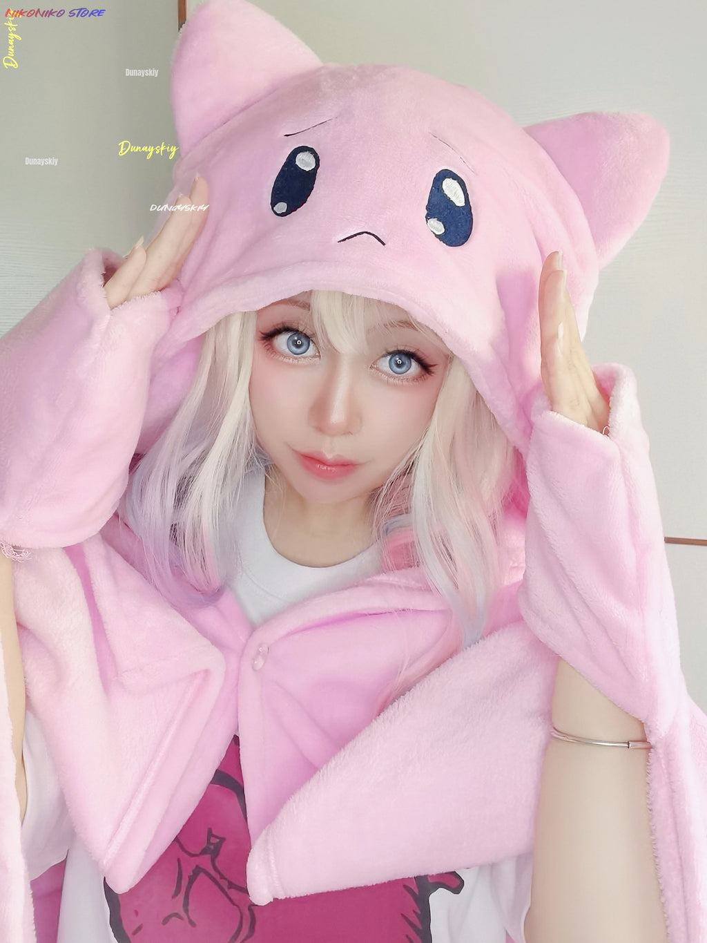 Game Needy Girl Overdose KAngel Cosplay A P Pink Cat Head Air Conditioning Carpet Anchor Girl Heavy Dependence On COS Sugar