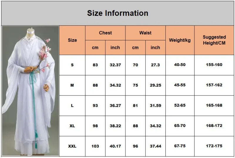 Xie Lian Cosplay Costume Tian Guan Ci Fu Cosplay Xielian Wigs Bamboo Hat Prop Men Women Halloween Comic Full Set Anime Cosplay