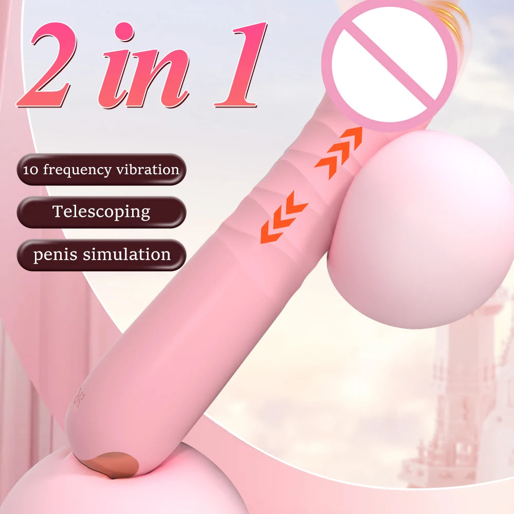 Thrusting Telescopic Vibrators G Spot Clitoris Anal Stimulation Realistic Dildo Vangin Massager Masturbation Sex Toys for Women