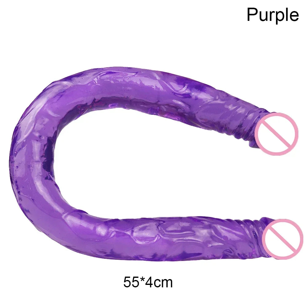 55cm Multicolor Double Head Dildo Flexible Dick Soft Big Penis Vagina Orgasm G-spot Stimulator Anal Sex Toys For Lesbian And Gay