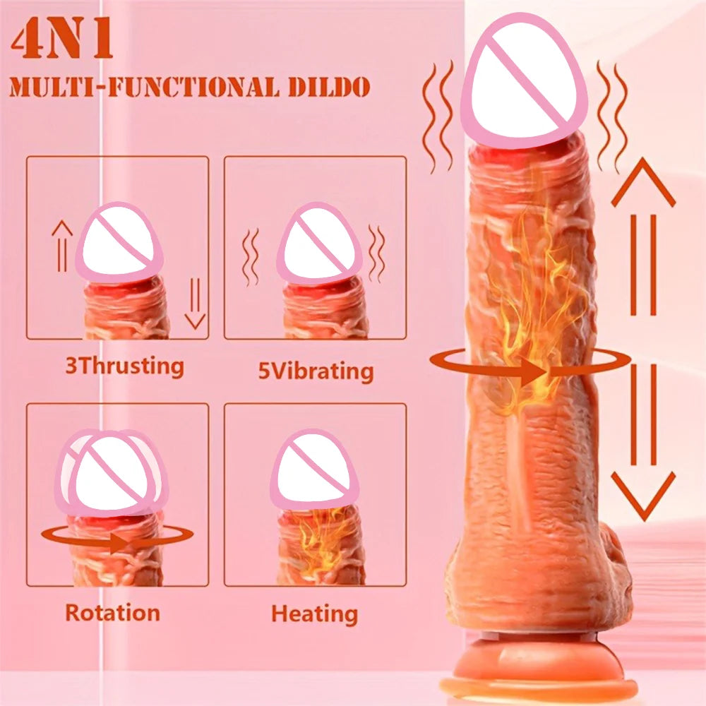 Realistic Dildo Telescopic with Heating Thrusting Vibrator Female Stimulator Big Penis Anal Plug Erotic Sex Toys for Women 18+