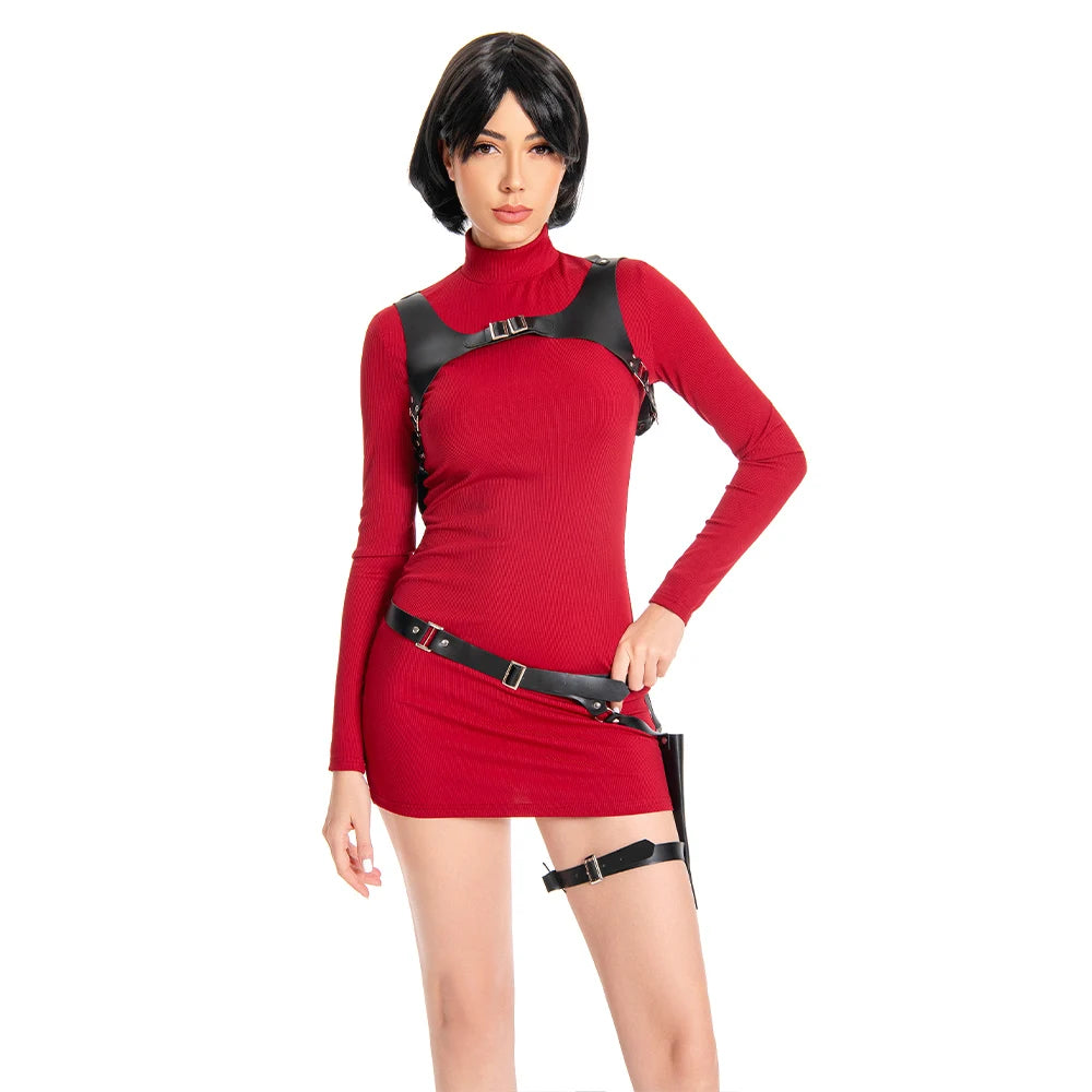 Female Ada Cosplay Wong Costume Dress Belt Roleplay Outfits Fantasia Halloween Carnival Disguise Suit For Adult Women Girls