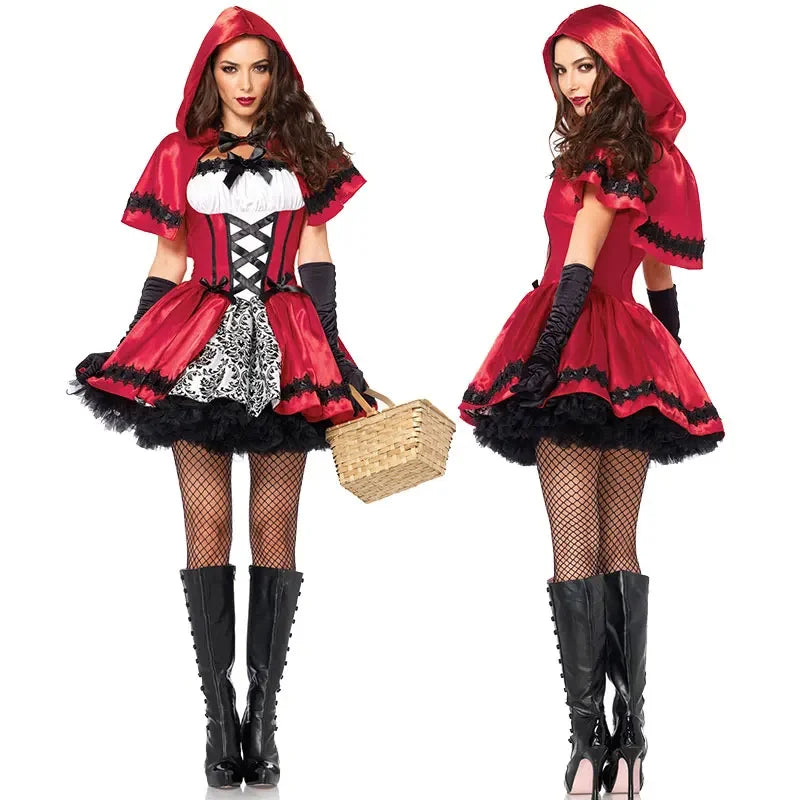 Women Little Red Riding Hood Cosplay Costumes for Halloween Party Fairy Tales Drama Show Role Playing Dress Up Outfit