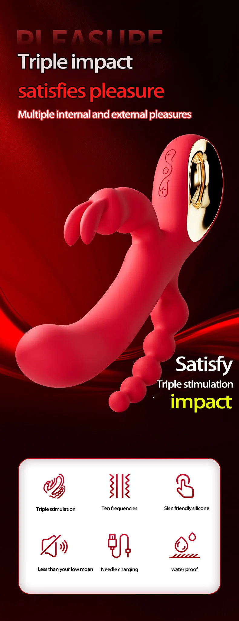 3 In 1 Dildo Rabbit Vibrator for Women G-Spot Orgasm Masturbator Anal Plug Clitoris Stimulator Female Masturbation Sex Toys 18