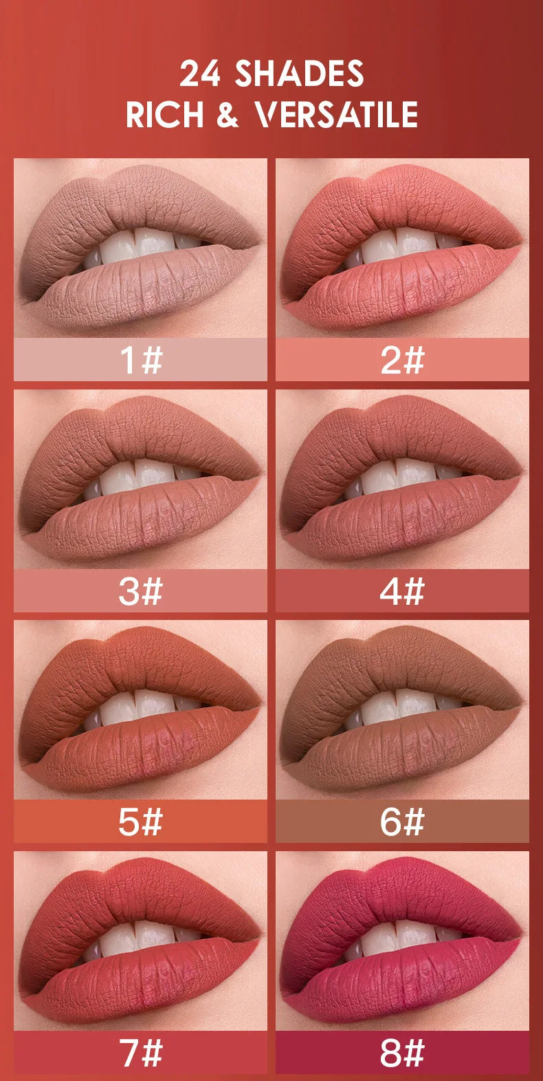 IMAGIC Natural Matte Lipgloss Stainless Steel Cup Waterproof Long-Lasting Lip Makeup Beauty 8ml NO.LP-221