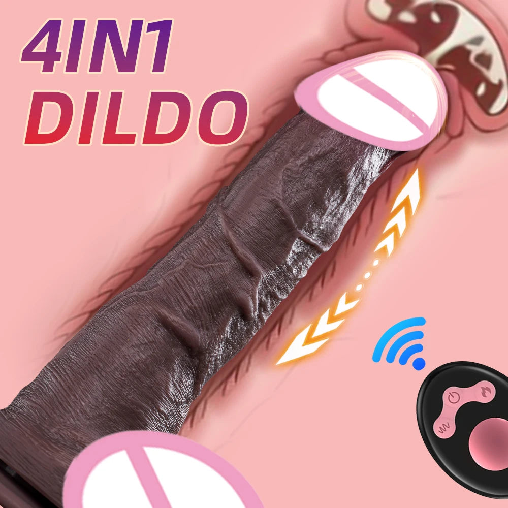 Telescopic Vibrator Dildo Heating Realistic Big Penis Female Vagina Massager Anal Plug Masturbator Sexy Adult Sex Toys For Women