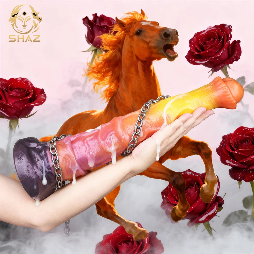 SHAZ Giant Dildo Long Anal Plug Butt Plug Double-Layer Silicone Horse Cock With Strong Suction Cup Sex Toys for adults Women 18+
