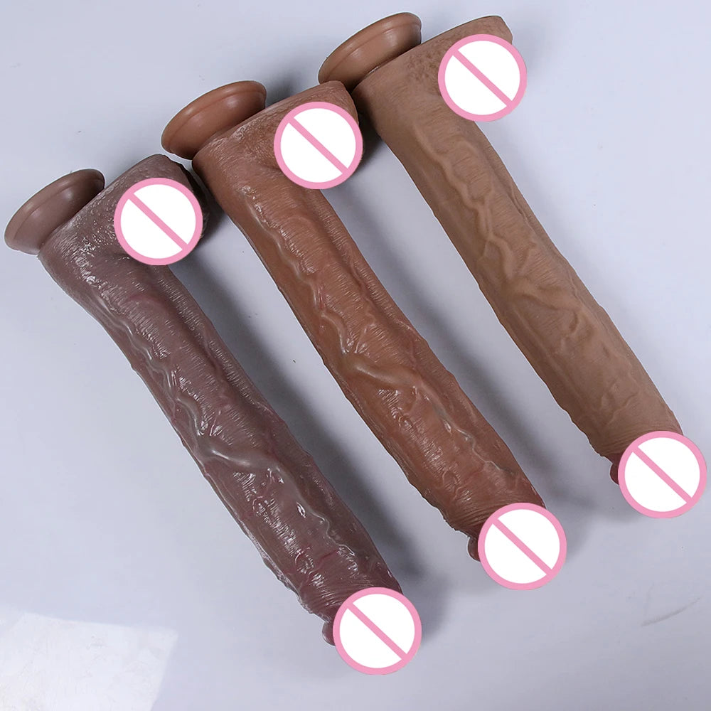 Super Long Realistic Dildo Soft Big Penis Silicone No Vibrators Lesbian Strapon Vagin Anal Sting Sex Toys For Womans Maturbators