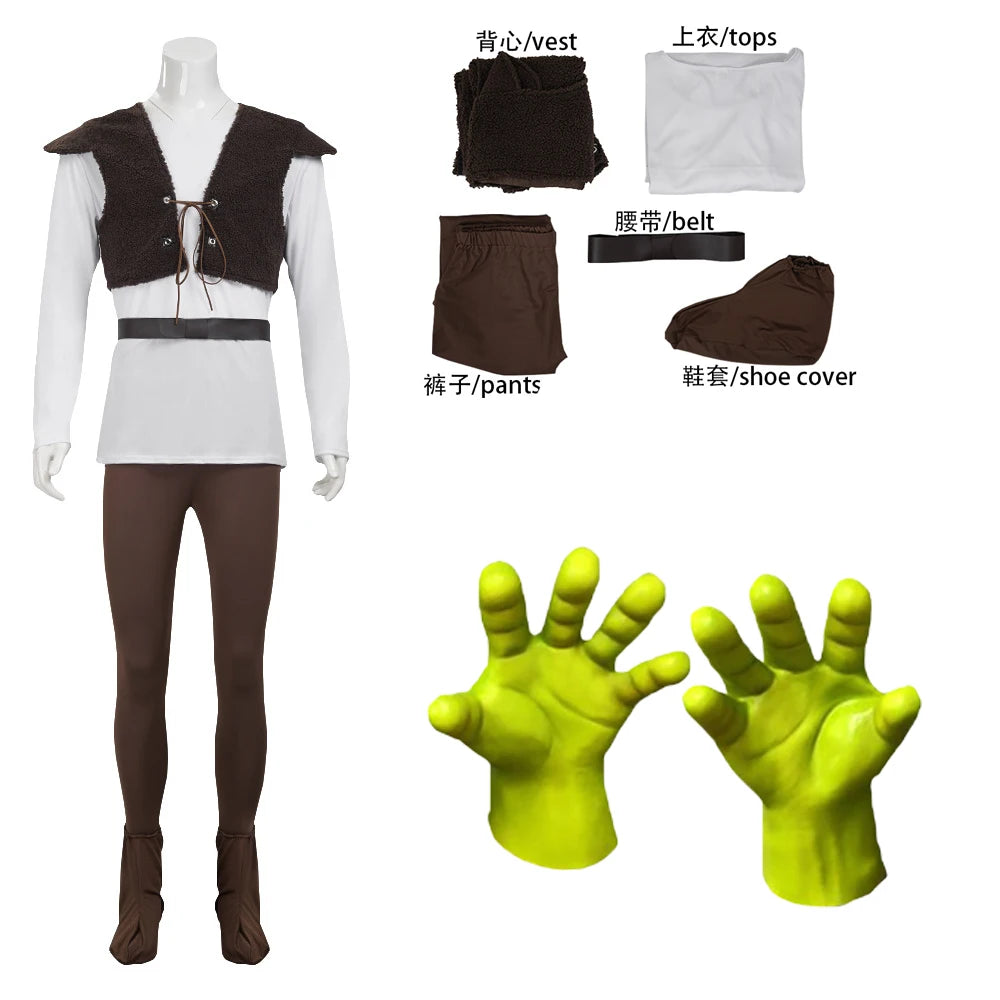 Lord Farquaad Cosplay Costume Fiona Princess Dress discovered prince Mens Costume Shrek Full Set Halloween Carnival Outfit
